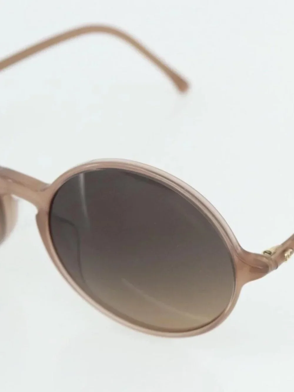CHANEL COCO Mark Sunglasses plastic Beige CC Auth 176077A